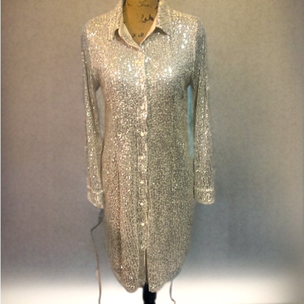 Cream color silver sequence dress